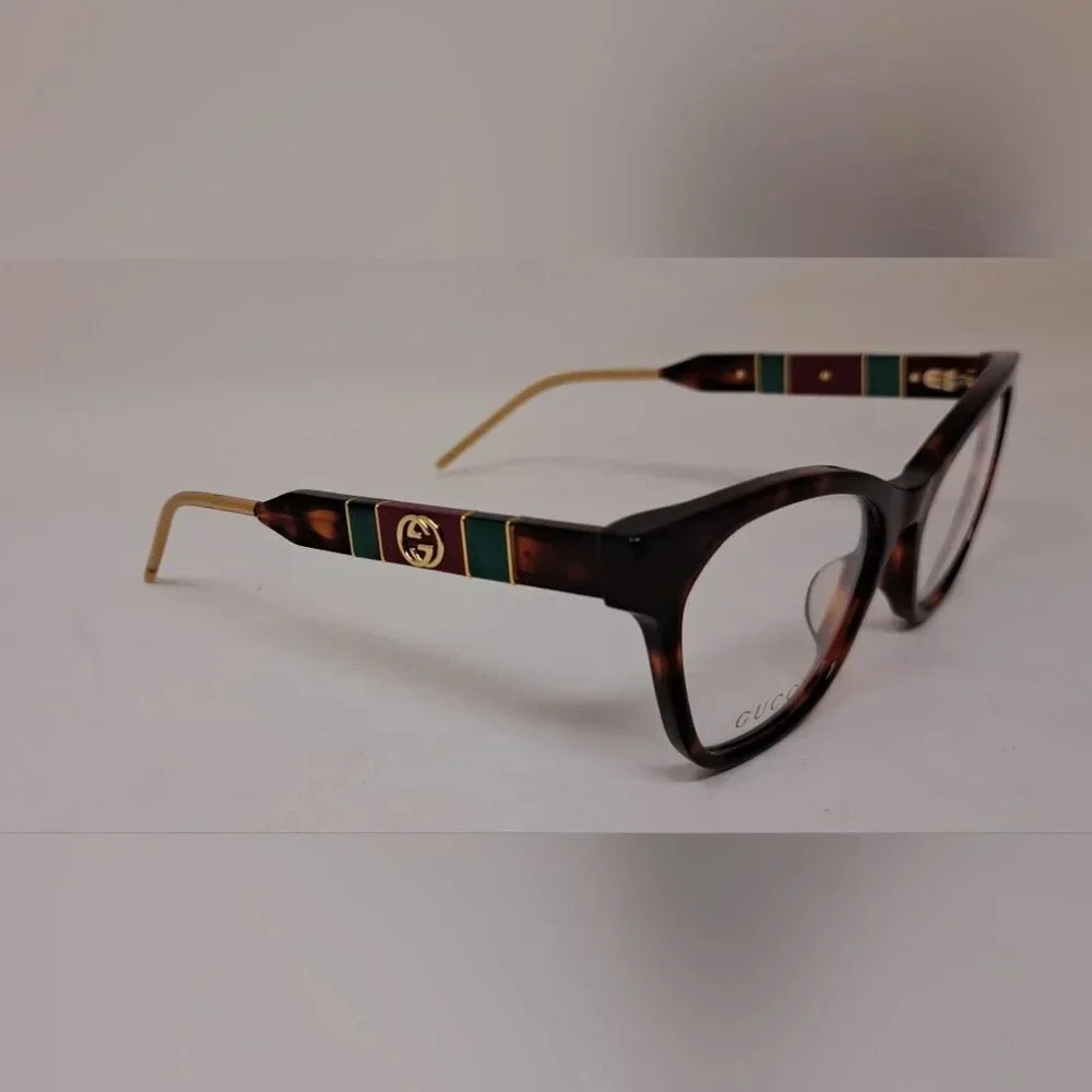 NWT Gucci Women's Eye Glasses  Frames Cat Eye Dark Havana Gold GG0600O 54-18-140 - Picture 14 of 16